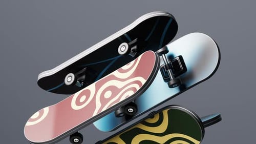 Cartoon skateboard, sports activity, 3d rendering.