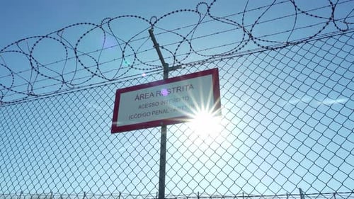 Prison Barbed Wire Fence Against the Blue Sky the Concept of Prohibition of Entry and Protection of