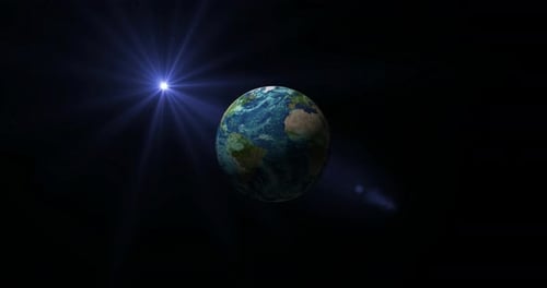 Realistic Planet Earth Zoom Out Reveal with Star Flare