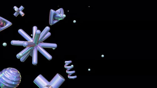 Abstract Iridescent 3D Shapes Floating Background Animation