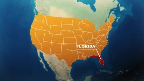 Animated Earth Zoom to United States Map and State Highlight