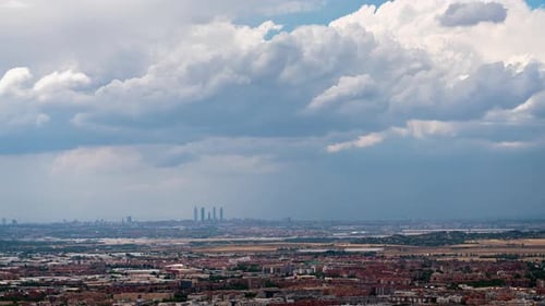 Stormy clouds Timelapse of Madrid Skyline