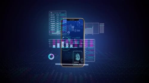 Phone and Animated Stock Statistics Depicted in Infographics