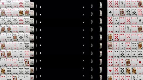 Cartes de poker françaises classiques animées, transition horizontale à deux côtés avec alpha