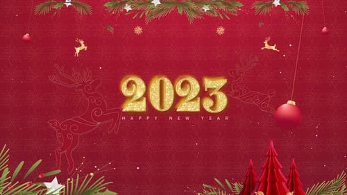 New Year 2023 Elegant Title with Christmas Decorations