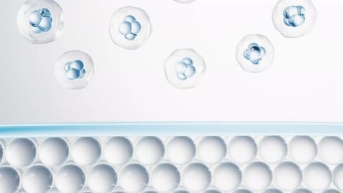 Animated Microscopic Cells Interacting with a Layer of Spheres