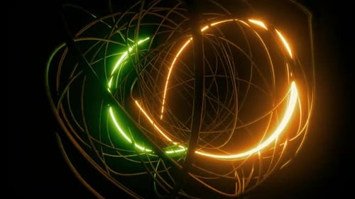 Dynamic Abstract Sphere of Glowing Geometric Lines