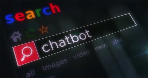 Chatbot ai service text typing on browser screen