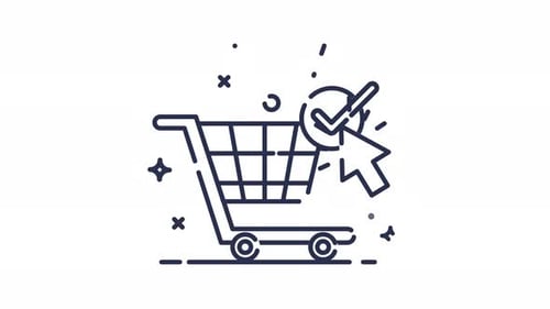 Shopping Cart Animated Icon with Online Order Confirmation