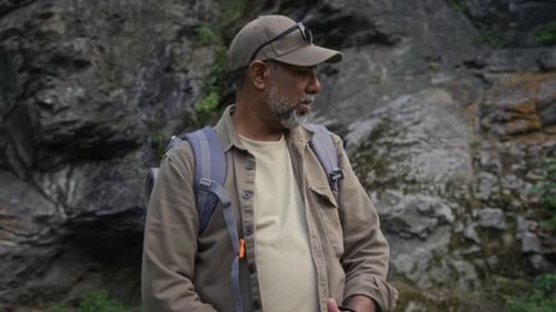 Man and Teen Outdoor Adventure Hiking