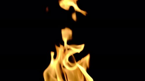 Golden Flames Flickering on Black Background
