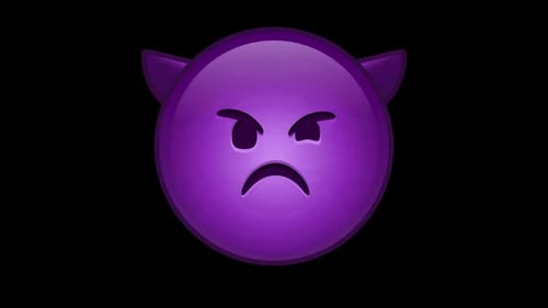 Animated Purple Devil Emoji Face Expression Loop