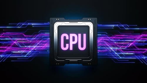 large and powerful CPU. animation on the theme of computer technology