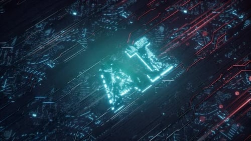 KI-Konzept mit leuchtendem Hintergrund digitaler Schaltungen