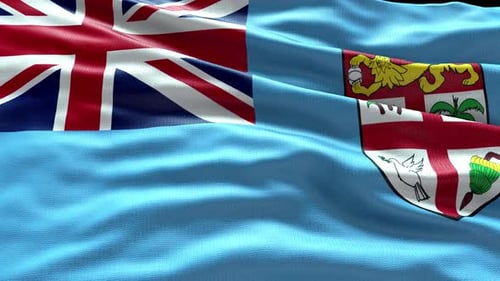 Waving Fiji Flag Realistic Seamless Loop Animation