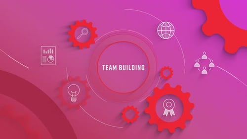 Flat Infographic Colorize Icons Background Team Building Loopable Animation