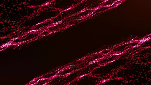 Abstract digital technology animated light particles on blue background.