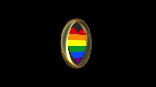 3D Rotating Rainbow Heart in Gold Frame for Pride Events