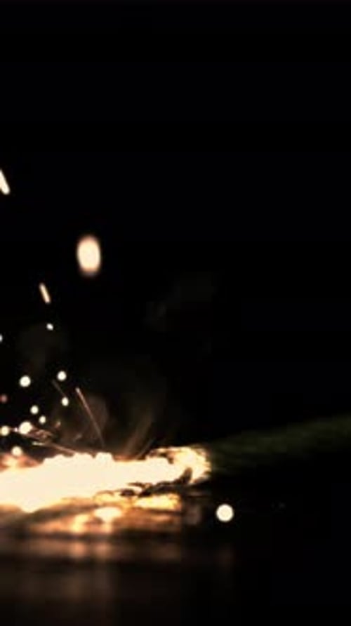 Bright Sparks of Fireconducting Wick Filmed is Slow Motion 1000 Fps