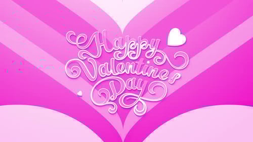 Happy Valentines Day typography pink heart animation looped