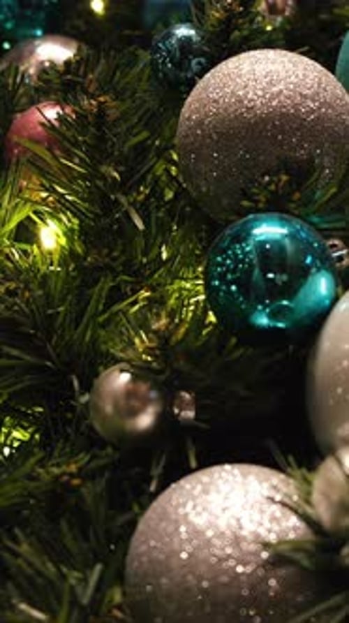 Festive Decorated Christmas Tree Ornaments Shimmering