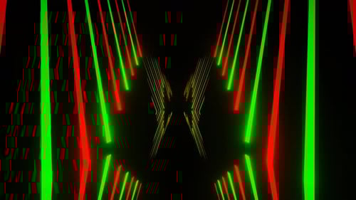 Red And Green Neon Lines Drop In Mirror Corridor Background Vj Loop In 4K