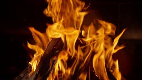 Roaring Flames in Fireplace Create a Warm Ambiance