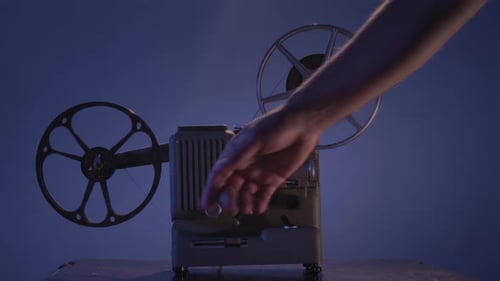 Vintage Film Projector Ready to Play Movie