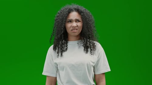 Green Screen Friendly Lady Looks Hesitant