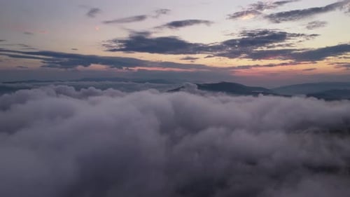Aerial View of Clouds and Sunset Sun