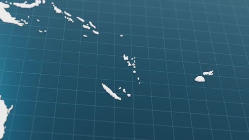 Blue Vanuatu 3d Map with Pointer Pin Surrounded with Other Countries in White Political Map with