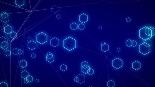Glowing Neon Hexagons Network Loop Background for Technology Projects