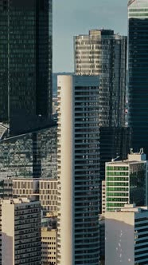 Business District Buildings Paris France Aerial View of the Office Windows of a Glass Skyscrapers