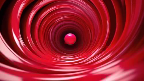 Abstract Red Spiral Tunnel With A Pink Sphere