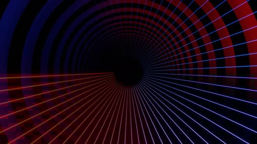 Red And Blue Neon Line Tunnel Background Vj Loop In 4K