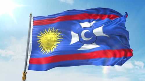 Realistic Waving Flag Animation with Sunny Blue Sky Background