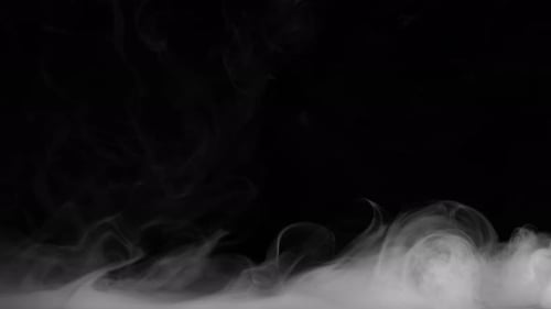 Abstract White Smoke Billowing on Black Background