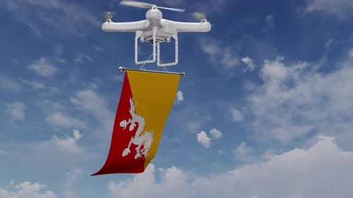 Drone portant le drapeau du Bhoutan