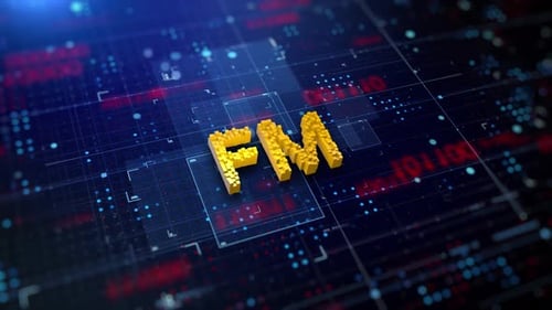 3D Voxel Text Animation on Digital Tech Background