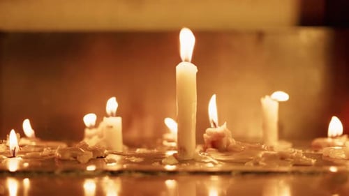 Wax Candles Burn And Melt Away