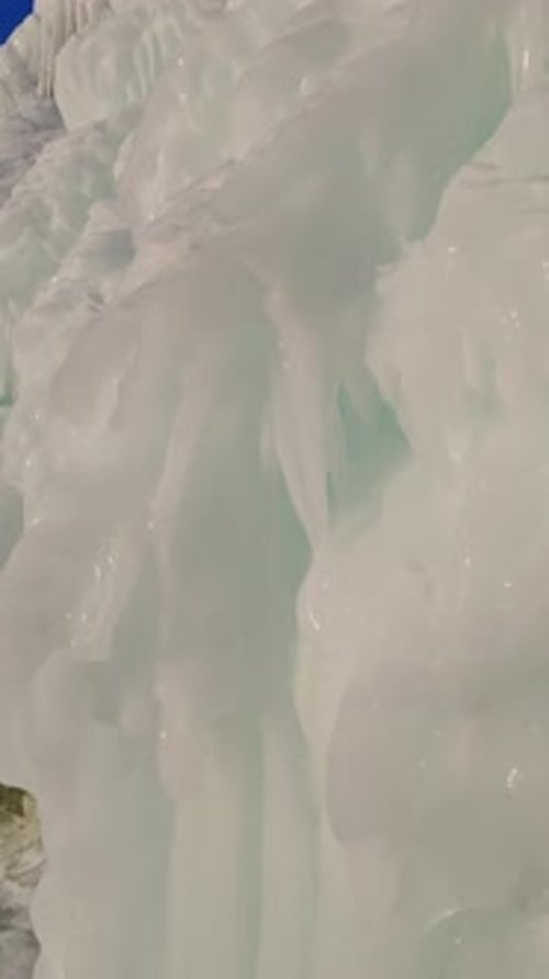 Ice and icicles on rocks on Lake Baikal