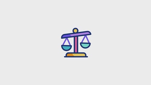 Animated Flat Design Justice Scale Icon