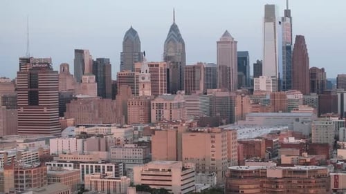 The Philadelphia skyline at sunrise