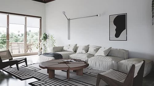 Modern Living Room Interior Design with White Sofa