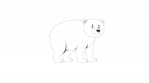 Unhappy polar bear 2D character animation