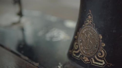 Old Vintage Sewing Machine Logo Closeup
