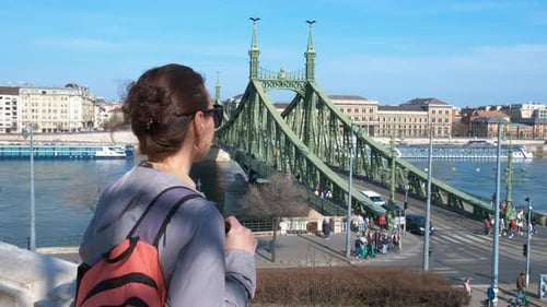 Woman on Danube Bank in Summer