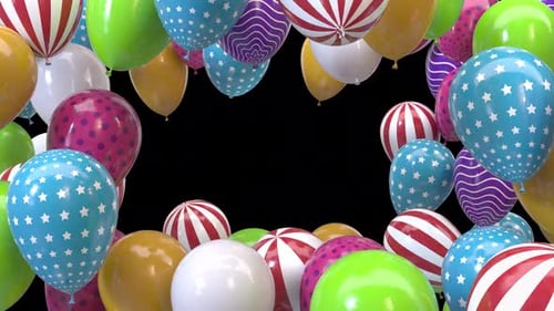 Colorful Balloons Collection on Black Background