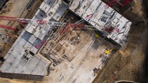 Building Construction And Cranes Aerial