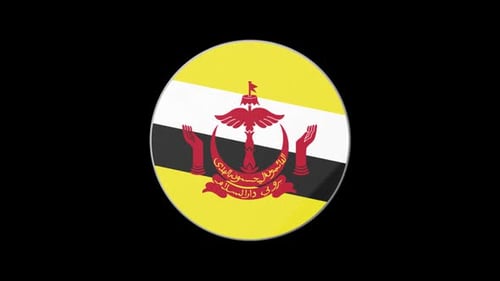 Drapeau du Brunei Darussalam, cercle, boucle en tube, pays d'Asie du Sud-Est, pays de l'ASEAN, icône Bandar Seri Begawan